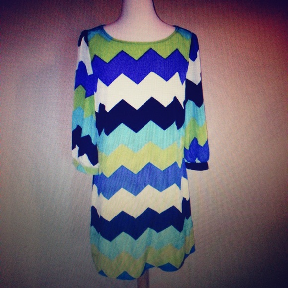 Beautiful blue green chevron dress