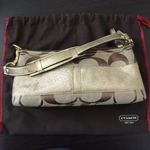 Small Gold and Tan Coach Bag