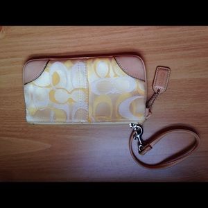 Coach signature buttercup yellow wristlet