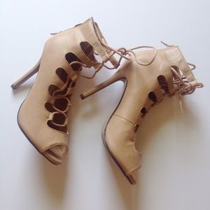 Lace Up Peep Toe Heels