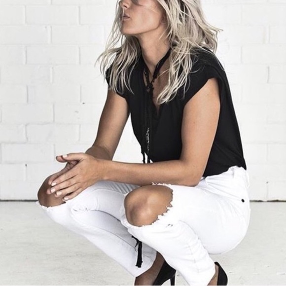 White ripped jeans