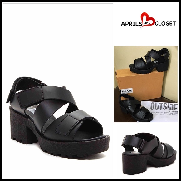 SIXTYSEVEN LEATHER SANDALS CHUNKY HEEL ANKLE STRAP - Picture 8 of 8