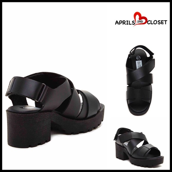 SIXTYSEVEN LEATHER SANDALS CHUNKY HEEL ANKLE STRAP - Picture 5 of 8