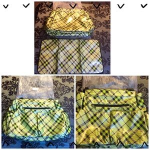 NWTS! MICHE DELILAH DIAPER BAG PLAID SHELL