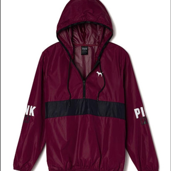 PINK Victoria's Secret Jackets & Blazers - Victoria's Secret PINK Maroon Half Zip Anorak
