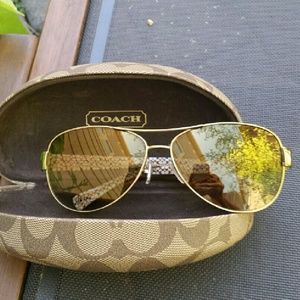 COACH Gold Aviator Sunglasses