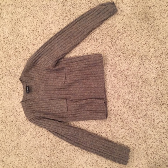 Brown Knit Ralph Lauren Sweater Pocket v neck
