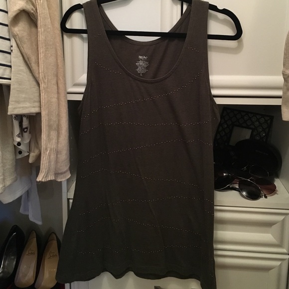 Army Green Mossimo Tank Top w/ Bronze Stud Detail