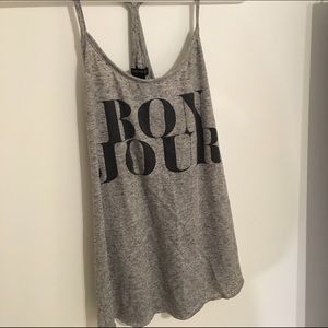 Forever 21 "Bon Jour" Grey Racerback Tank Top ⭐️