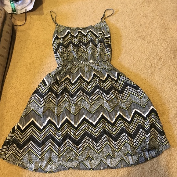 Black and yellow tribal dress with cutout back