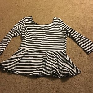 Peplum striped shirt with bow