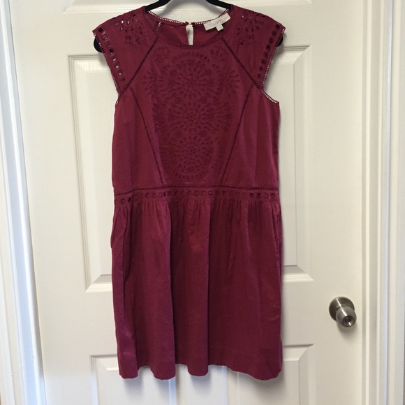 LOFT maroon sleeveless shift dress