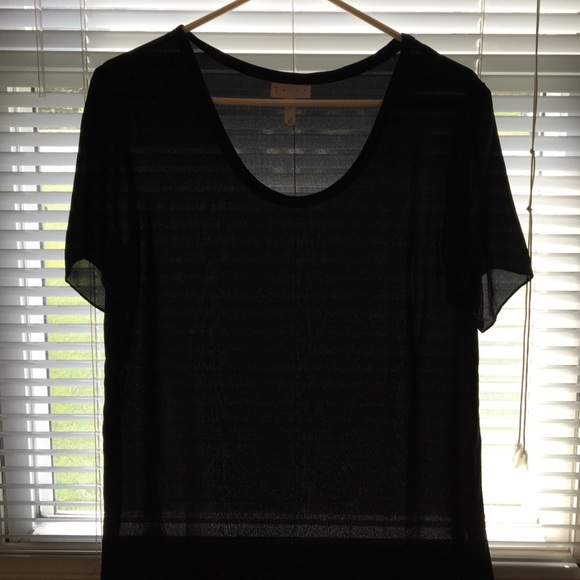 Short sleeve, sheer black top by Leith