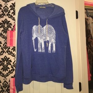 Cute light blue hoodie with white elephant