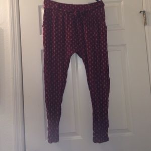 Burgundy print pants