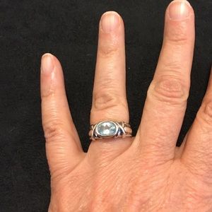 Sterling and blue topaz (synthetic) ring