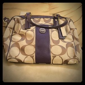 Brand new khaki/purple Coach purse