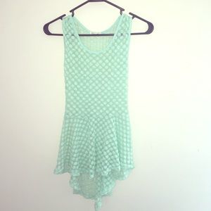 Light Turquoise Lace-like Tank Top