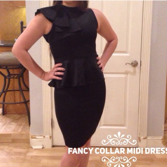 Gorgeous Black Classy Peplum Dress - Picture 2 of 4