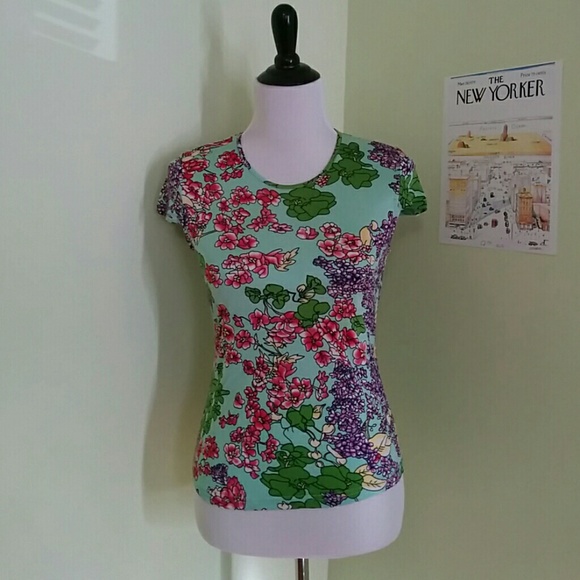 Laeval mint aqua floral tattoo cap sleeves