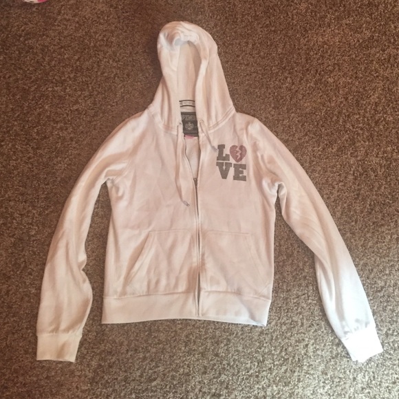 VS Pink white zip up hoodie