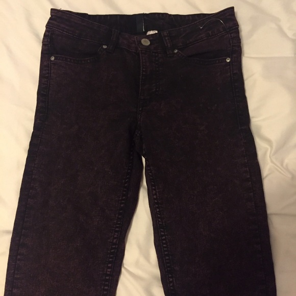 Purple acid wash jeans
