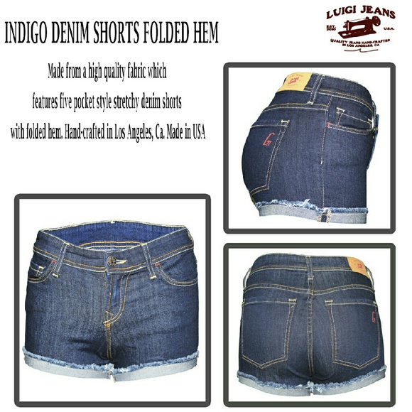 Indigo denim shorts folded hem - Picture 1 of 1