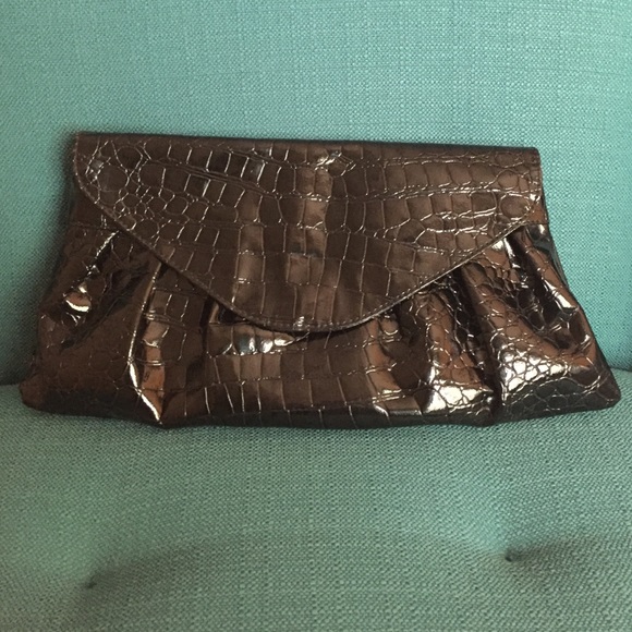 Francesca's Black Patent Clutch