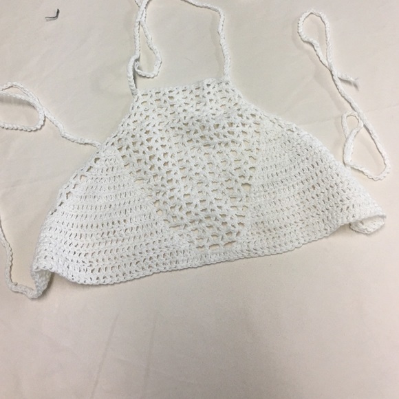 Tops - White crochet halter