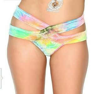 IHeartRaves Tie dye velvet scrunch booty shorts
