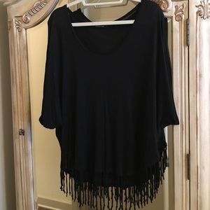Black fringe tee