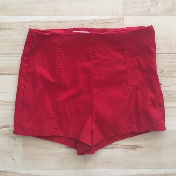 Red High Waisted Tap Shorts