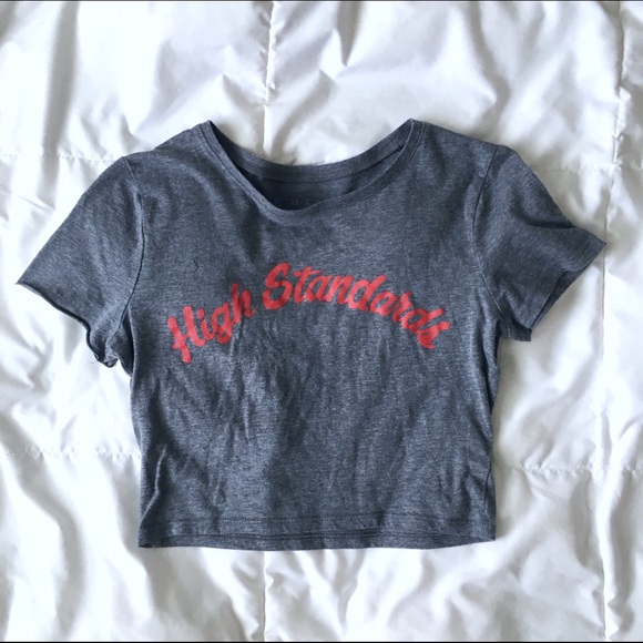 Pacsun Grey Graphic Crop Top