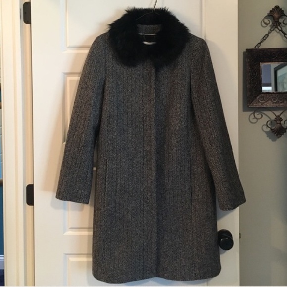 Banana Republic Wool Winter Coat w/ Lamb Collar - Picture 2 of 8
