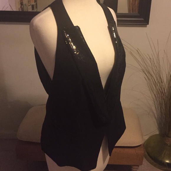 Gracia Tops - Sheer Back Vest w/ Sequin Vest!
