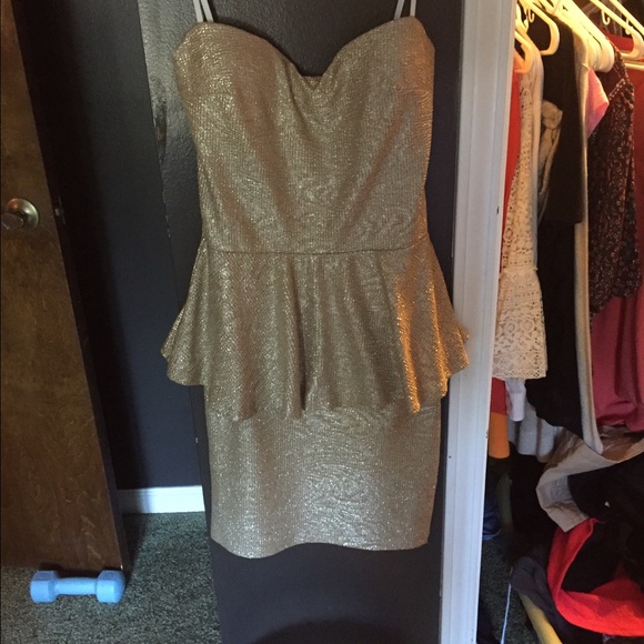 Gold sparkly peplum dress