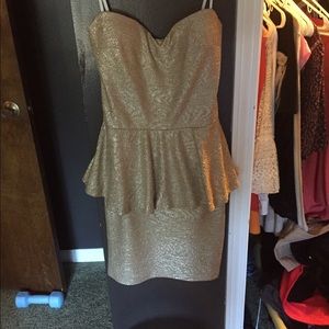 Gold sparkly peplum dress