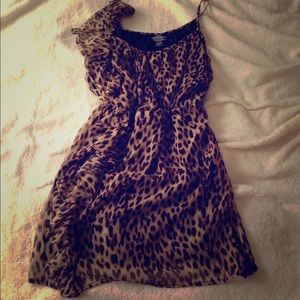 Leopard Ruffled Shoulder Dress