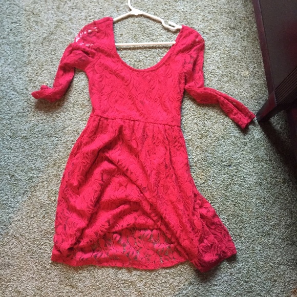 Red lace dress