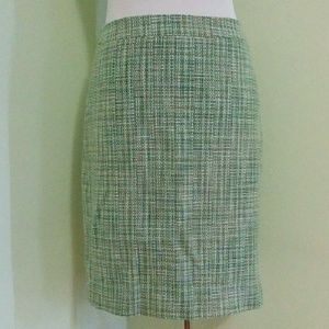 No. 2 Pencil skirt green white tweed