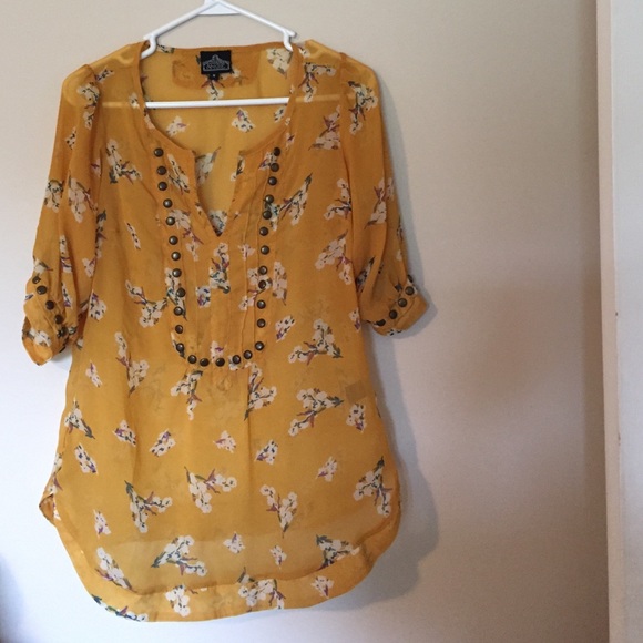 Sheer floral print blouse