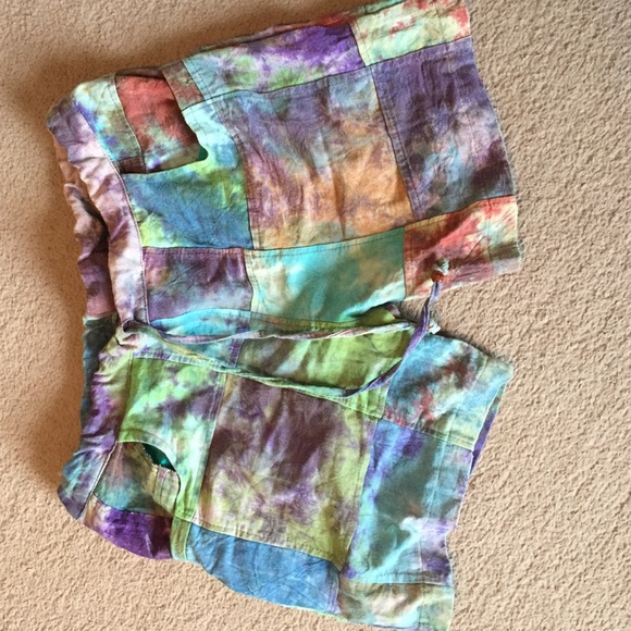 Patchwork tie dye shorts