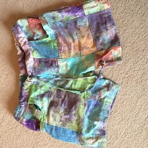 Patchwork tie dye shorts