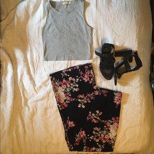 Flower print high waisted palazzo pants