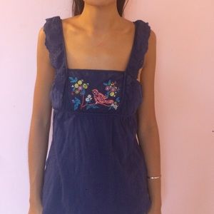 Embroidered Blue Top