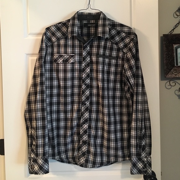 Buckle Black Athletic Fit Men's Dress Shirt Sz:L