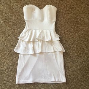 Nordstrom White Strapless Ruffle Dress Size Small