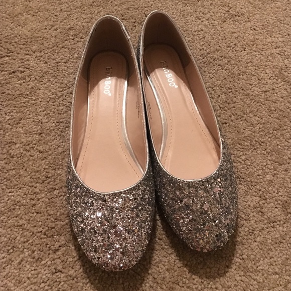 Silver sparkly flats