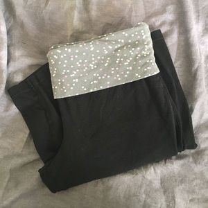 Black and gray fold over bootcut yoga pants