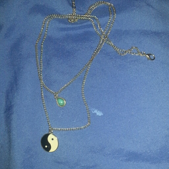 Yin-yang and blue stone necklace